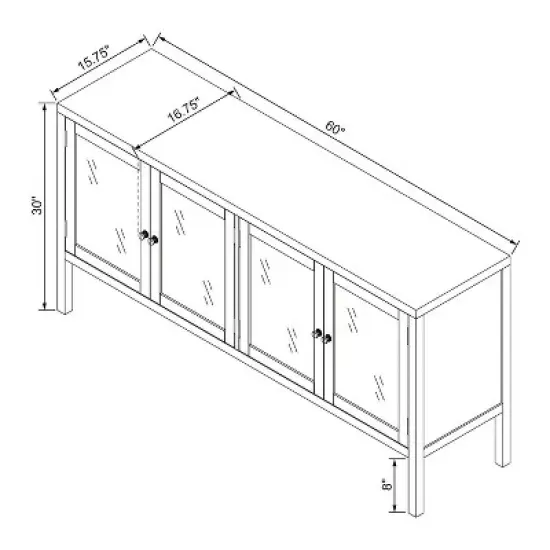 Wood & Glass 4-Door Sideboard Buffet Cabinet - Brown - Hearth & Hand&trade; with Magnolia image {7}