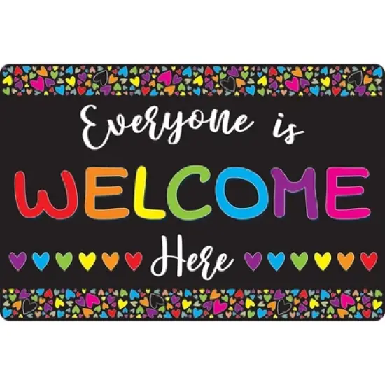 Smart Poly&reg; Welcome Mat with Slip Resistant Backing, 15.5" x 23.5", Everyone is Welcome Here, Hearts image {4}