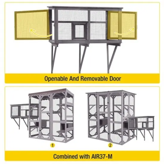 Aivituvin Wooden Cat Window Catio | Waterproof Roof-AIR7016 image {2}