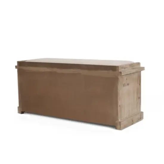 Niemi Rustic Storage Bench with Cushion Beige/ Natural/Black - Christopher Knight Home image {3}