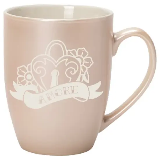 100 North Floral Heart 10 Ounce White and Precious Pearl Metallic Finish, Comfortably Fits Your Hands, New Bone China Coffee Tea Cup Mug, Amore image {1}