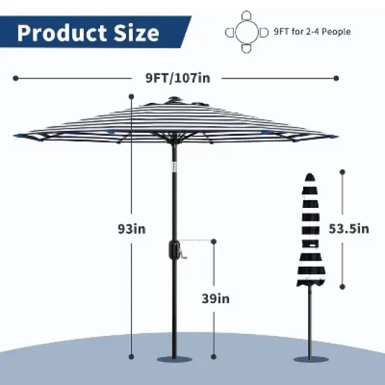 GustoWave Outdoor 9 Ft Patio Umbrella for Pool, Deck, Yard image {3}