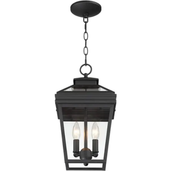 John Timberland Stratton Street Rustic Outdoor Hanging Light Textured Black Lantern 16 1/2" Clear Glass for Post Exterior Barn Deck House Porch Yard image {5}