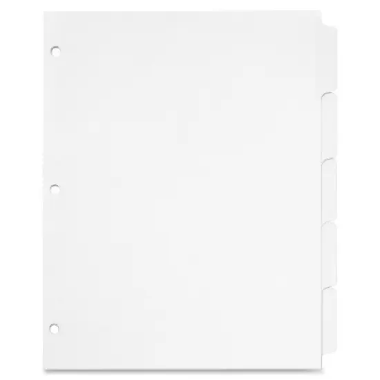 Cardinal Erasable Tab Dividers 5-Tabs 11"x8-1/2" 5/Set White 60506 image {1}