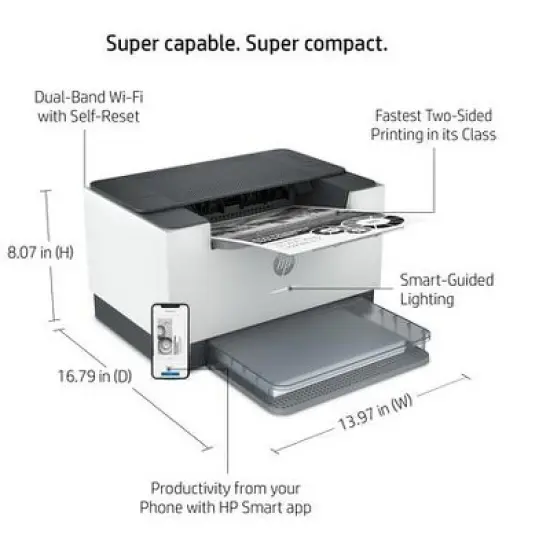 HP LaserJet M209dw Laser Printer, Black And White Mobile Print Up to 20,000 image {6}