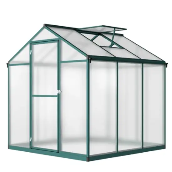 Heavy-Duty Greenhouse Aluminum Walk-In Greenhouse with Adjustable Ventilation and Lockable Door for Vegetables Herbs and Outdoor Plants Green image {9}