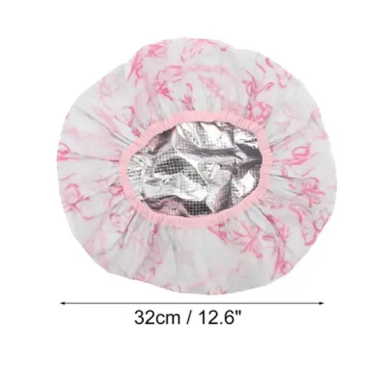 Unique Bargains Women Durable Floral Shower Cap Pink 1 Pc image {1}