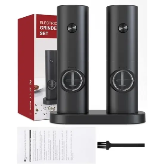 MOVSSOU Salt and Pepper Grinder Set Adjustable Coarseness Automatic Battery Powered image {1}