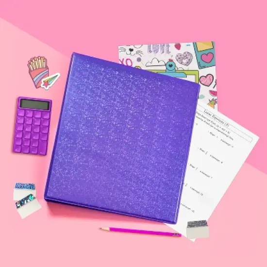 Avery Luxe Collection Durable Holographic 3 Ring Binder, Customizable View Cover, 1 Inch Round Rings, 1 Holographic Violet Binder (03226) image {3}