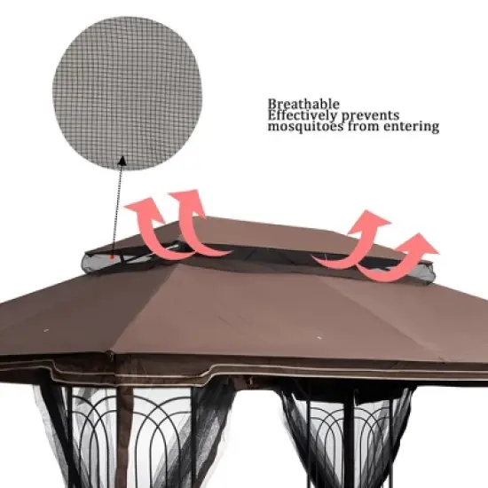 Sevobal Patio Umbrellas Outdoor Patio Gazebo Replacement Canopy, Double Tiered Gazebo Tent Roof Top Cover Only, Brown,129.93"*104.33"*36.78" image {1}