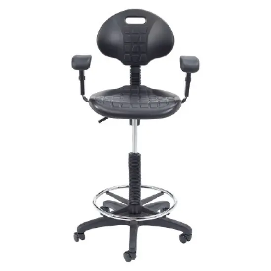 22"-32" Adjustable Height Polyurethane Task Office Chair with Arms Black- Hampden Furnishings image {2}