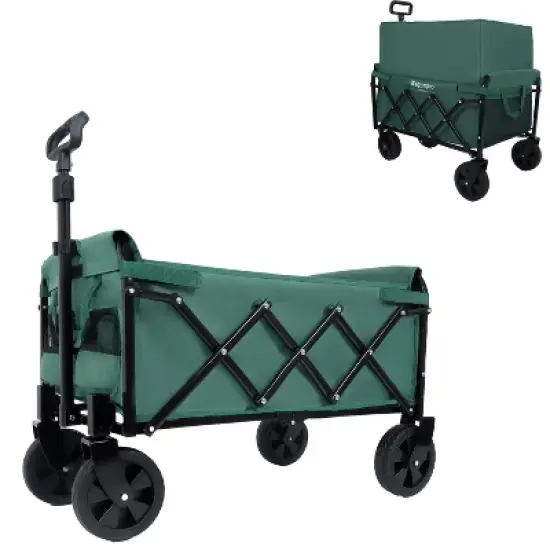 Expandable Dual-Layer Utility Wagon with 100% Extra Space - Grocery CartSupports 225lbs, Green image {7}