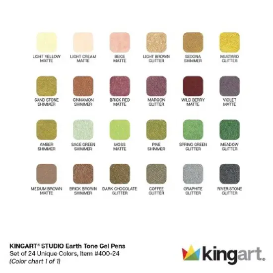 KINGART Gel Pens 24 Earth Tone Colors image {8}