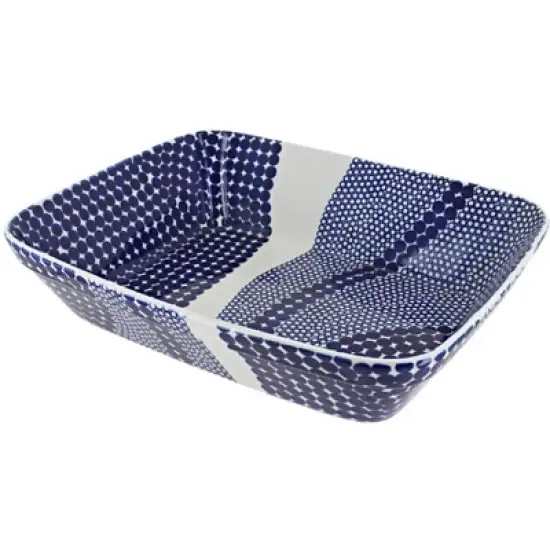 Blue Rose Polish Pottery 1351 Zaklady Large Deep Baker image {7}