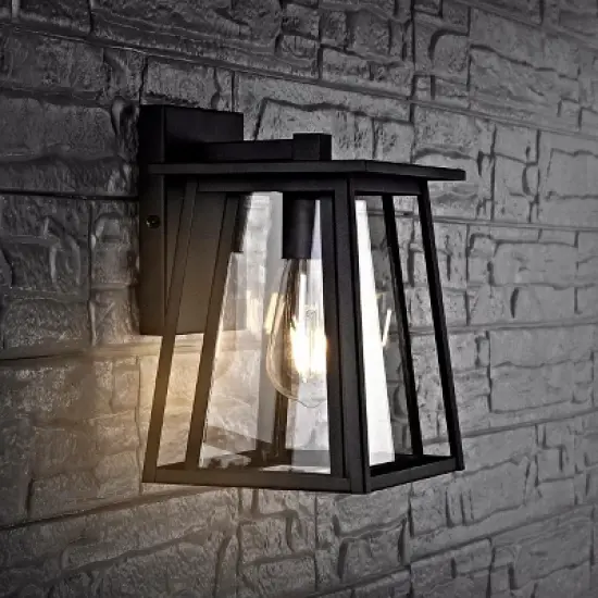 Stern Outdoor Wall Lantern - PLT4004 - Clear/Black - Safavieh image {2}