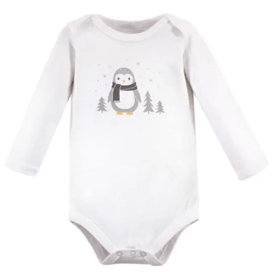 Hudson Baby Cotton Long-Sleeve Bodysuits 5pk, Gray Penguin image {5}