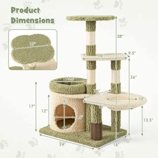 Costway Cute Cat Tree Multi-Level Aesthetic Kitten Tower w/ Condo Indoor Cat Climbing Furniture Activity Center image {1}