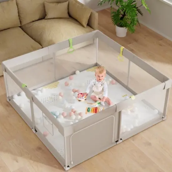 Fodoss Baby Playpen with Mat &ndash; 59x59in Safety Play Yard for Babies & Toddlers, Indoor & Outdoor Activity Center, Toddler Fence image {7}