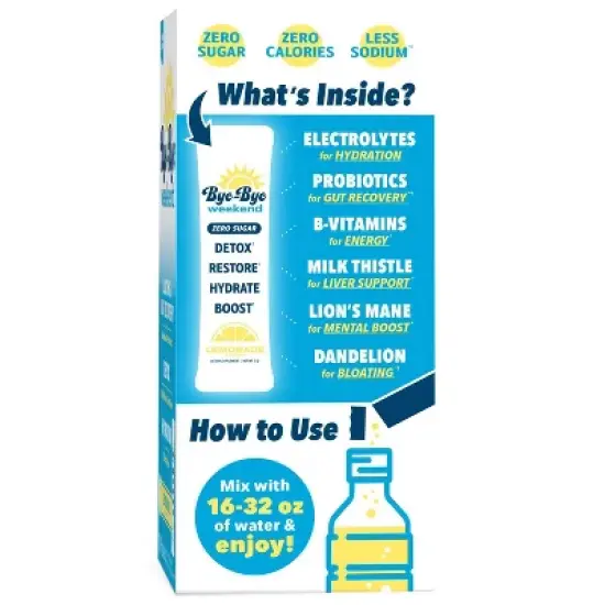 Bye-Bye Weekend Digestive Drink Mix - Lemonade - 10ct image {3}