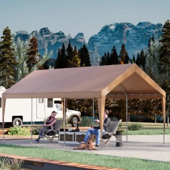 EROMMY Carports 12x20 Heavy Duty,Yellow image {2}