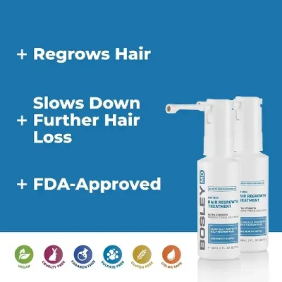 BosleyMD Hair Regrowth Treatment Spray for Men (2 oz - Two-pack) | Regrows Hair | Bosley MD Slows Hair Loss | FDA-Approved (60 Day supply) image {1}