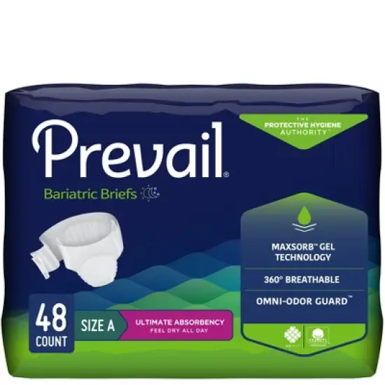 Prevail Unisex Adult Incontinence Bariatric Briefs, Refastenable Tabs, Ultimate Absorbency image {8}