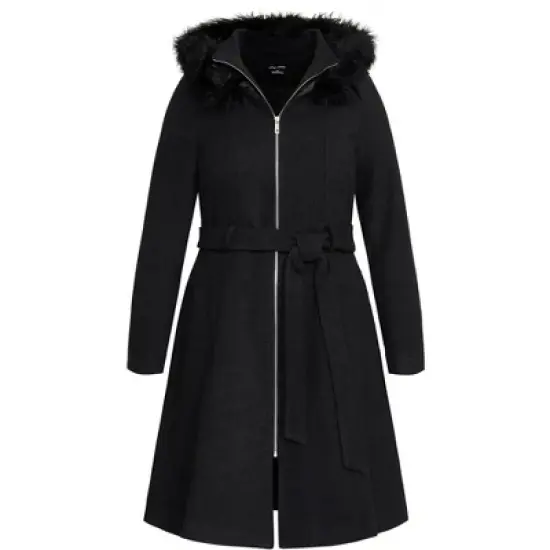 Women's Plus Size Miss Mysterious Coat - black | CITY CHIC image {2}
