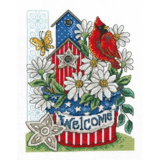 Imaginating Counted Cross Stitch Kit 7.5"X10"-Patriotic Welcome (14 Count) image {1}