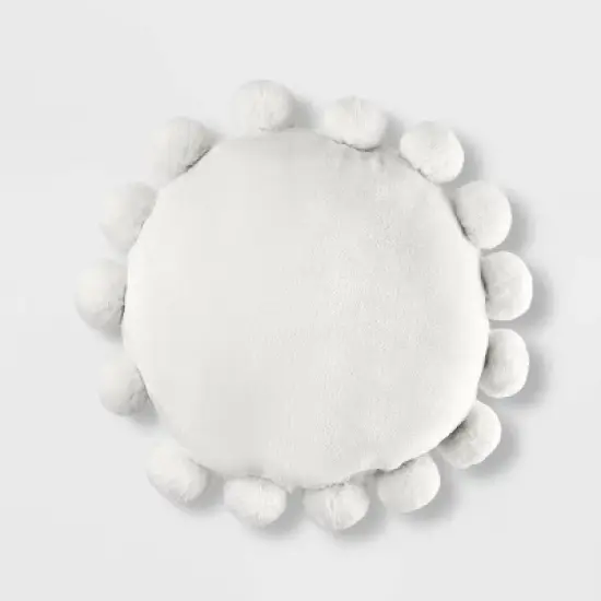 Round Plush Kids' Pillow with Poms-Poms - Pillowfort&trade; image {4}