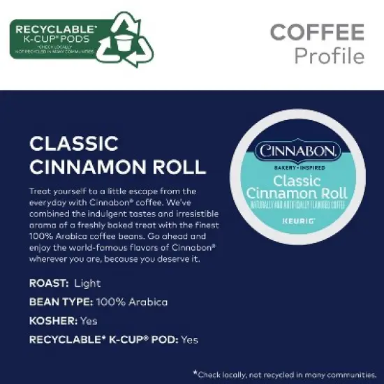 Cinnabon Classic Cinnamon Roll Flavored Keurig K-Cup Coffee Pods image {2}
