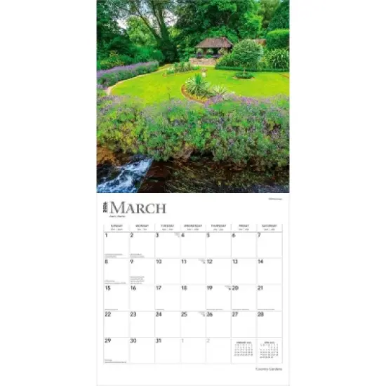BrownTrout Country Gardens 2026 12"x24" Hanging Square Wall Calendar Plastic-Free image {2}