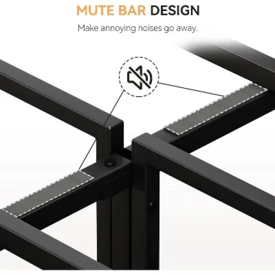 Queen Bed Frame with Headboard, Flannel Stool and 2 Storage Drawers, Metal Platform Bed Frame, Safe Rounded Corners, No Noise, No Box Spring Needed image {5}