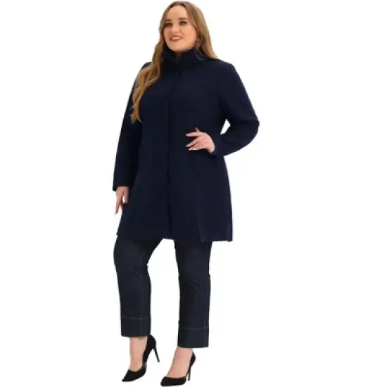 Agnes Orinda Women's Plus Size Elegant Single Breasted Detachable Hooded Trench Overcoats image {2}