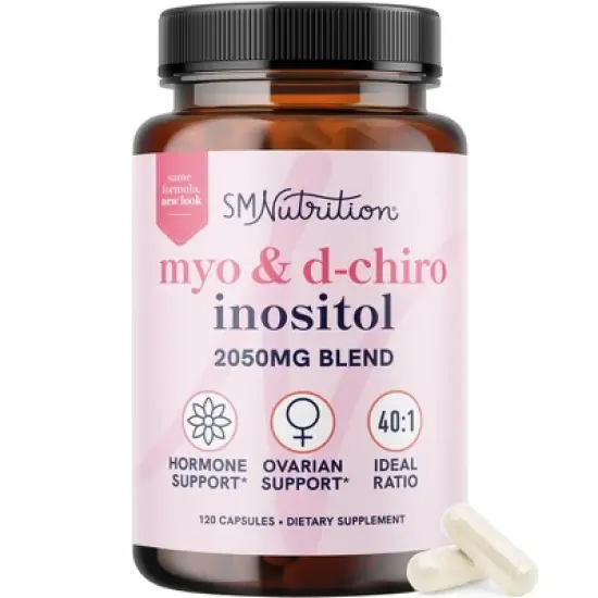 Myo-Inositol & D-Chiro Inositol for Women's Hormone Balance, Ideal 40:1 Ratio, Menstrual Cycle & Ovarian Health Support Supplement, SMNutrition, 120ct image {9}