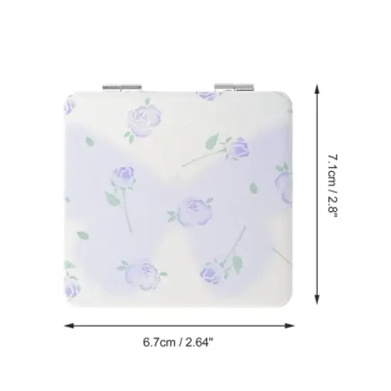 Unique Bargains Women Square Shape Handheld Mirror for Travel Purple 1 Pc image {1}