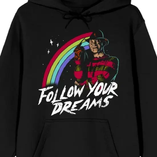 Nightmare On Elm Street Follow Your Dreams Long Sleeve Men's Black Hooded Sweatshirt image {1}