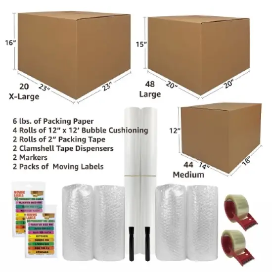 UBMOVE Smart Moving Box Kit 10 Room Kit 112 Bigger Moving Boxes, Bubble, and More image {2}