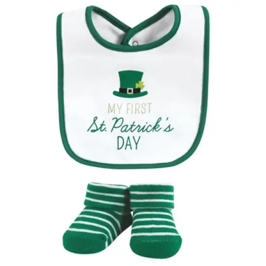 Hudson Baby Infant Boy Cotton Bib and Sock Set, Lucky Charm, 0-9 Months image {2}