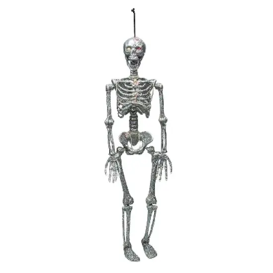 ATC 35 1/2" Hanging Silver Skeleton with Multicolor Jewelry Halloween Decoration image {1}