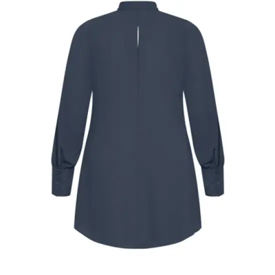 Women's Plus Size Neck Tie Tunic - Navy | CITY CHIC image {6}