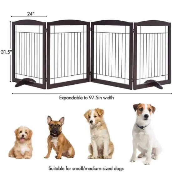 Yaheetech 31.5&Prime; Height Pet Gate with Wood and Wire for Doorway image {3}