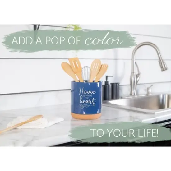 Elanze Designs Home Heart Navy Blue X-Large Cork Bottom Kitchen Utensil Holder image {4}