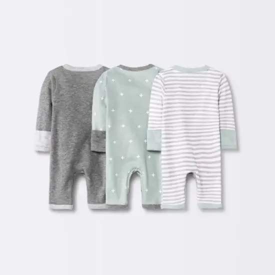 Baby 3pk Basic Romper - Cloud Island&trade; Gray Preemie image {1}