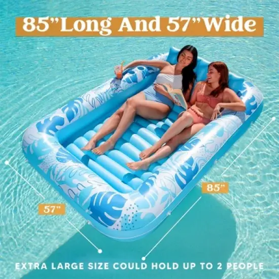 Sloosh Pool Tanning Pool Floats Inflatable Adult Float Pool Outdoor Tanning Pool Tanning Bed Extra Large with 2 Drink Holders Pool Lounger image {8}