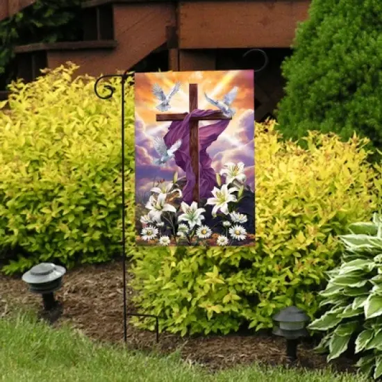Briarwood Lane Garden Flag 18x12.5 For Outdoor Sunrise Easter Cross Garden Flag Flag For Easter Garden Flag Flags For Outside image {3}