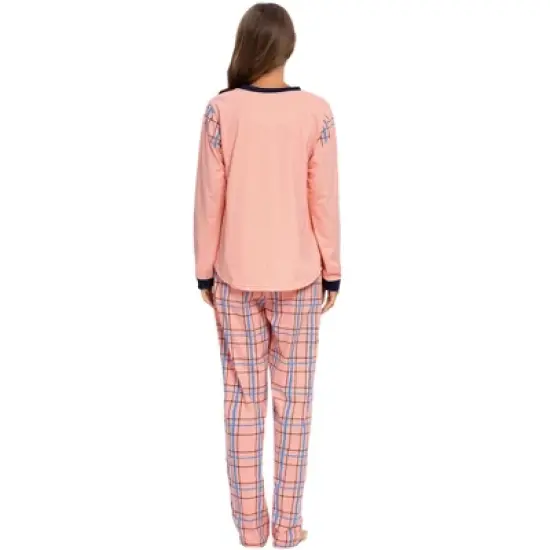 cheibear Womens Sleepwear Pjs Lounge Round Neck with Pants Nightwear Pajama Set image {3}