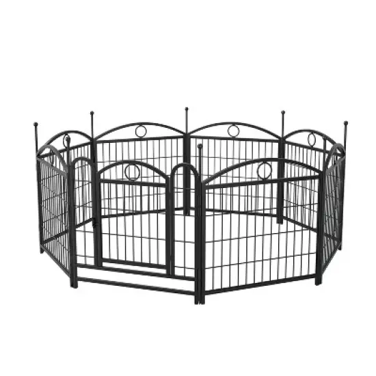 Dog Playpen Indoor, 24 inch 8 Panels Metal Dog Pen Pet Dog Fence Outdoor Exercise Pen with Doors, Indoor Outdoor Foldable Pet Exercise Pen image {2}