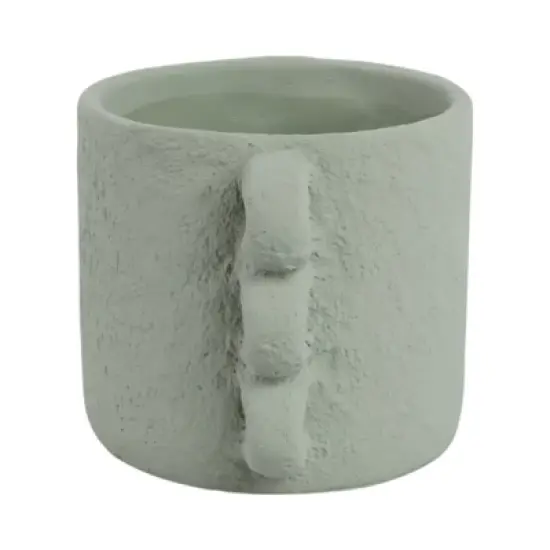 Pottery and Cement Planter with Unique Multi-Loop Handle Design, Stylish Contemporary Accent For Home D&eacute;cor image {3}