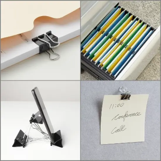 Staples Medium Binder Clips Bulk PK Blk 1 1/4" Size with 5/8" Capacity 144/PK 395200 image {5}