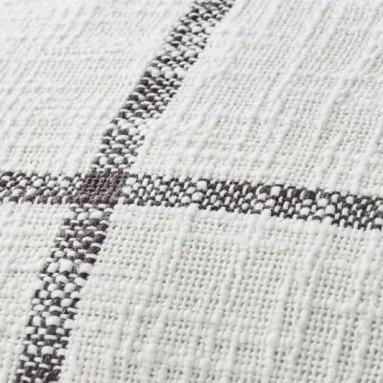 24"x24" Woven Slub Checkered Throw Pillow with Tassels Cream/Gray - Hearth & Hand&trade; with Magnolia image {2}